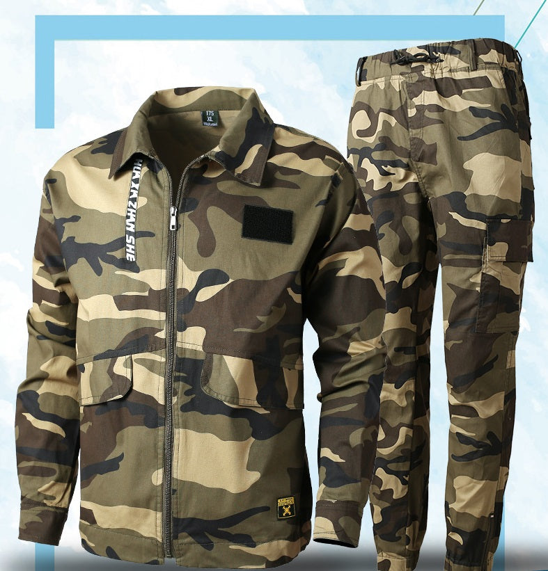Outdoor Camo Men's Work Uniforms Long Sleeve Thin Stretch Breathable Loose Labor Protection Uniforms