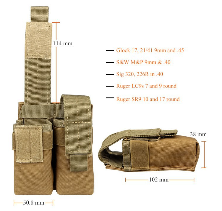 Outdoor Tactical Single Double Magazine Pouch Flashlight Bag